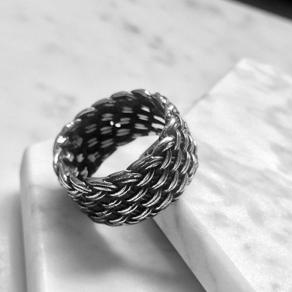 Titanium Steel Knitted Twisted Ring