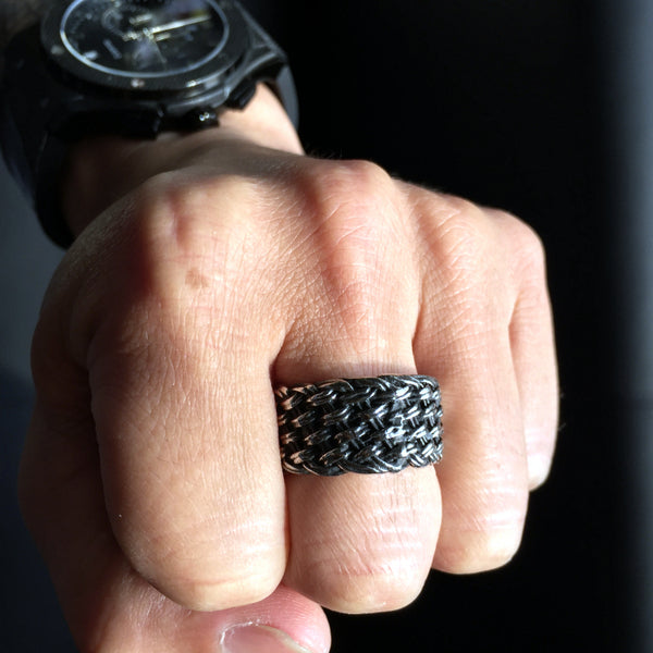Titanium Steel Knitted Twisted Ring