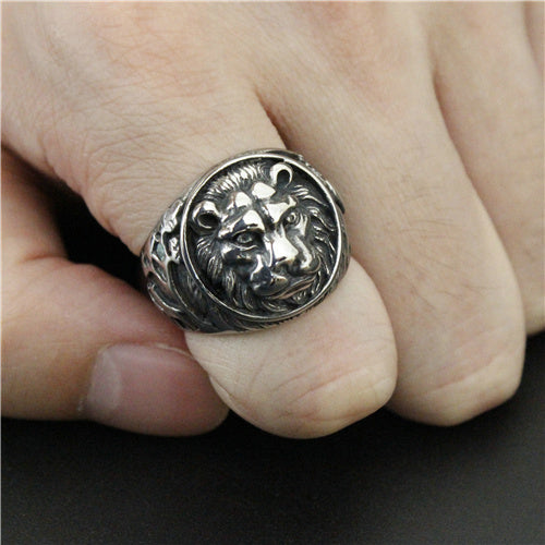 Round Lion Biker Style Ring