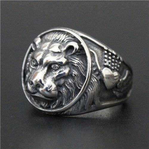 Round Lion Biker Style Ring