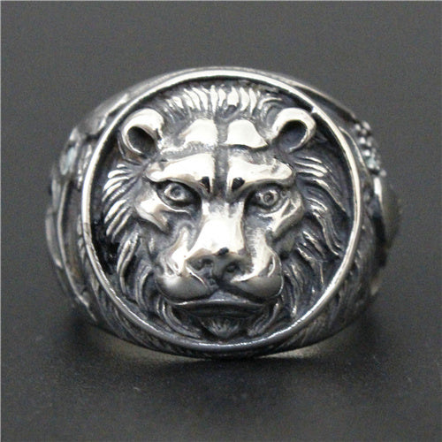 Round Lion Biker Style Ring